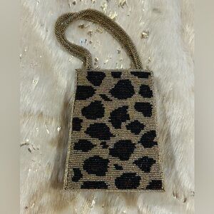 Beaded animal print mini evening bag